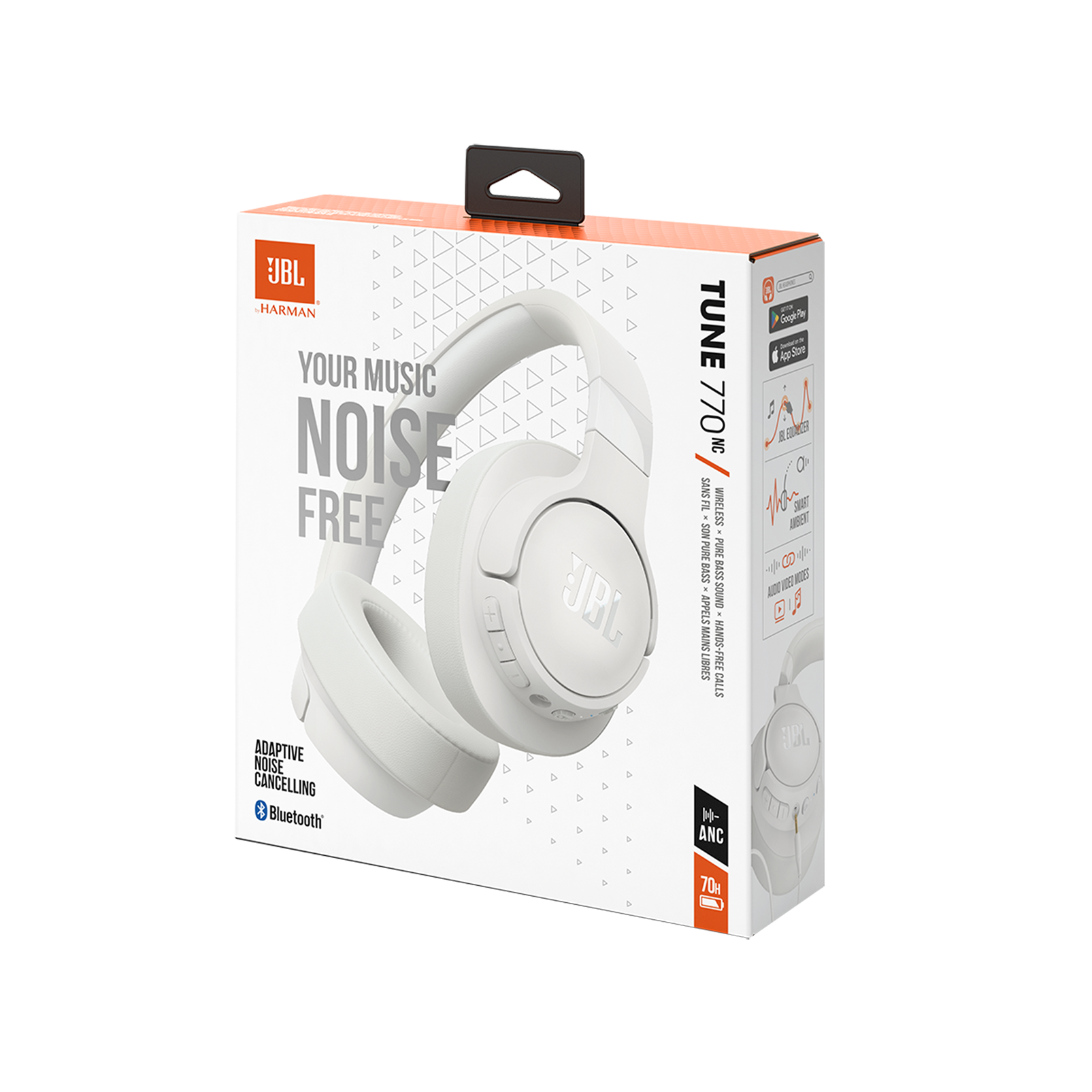 JBL Tune 770NC - White - Adaptive Noise Cancelling Wireless Over-Ear Headphones - Detailshot 10